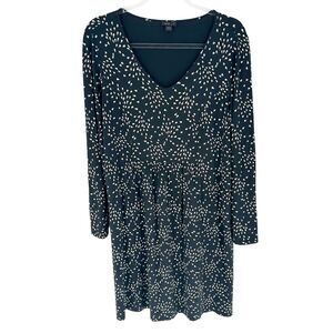 J Jill Wearver Collection Dress Womens Medium Black Long Sleeve V Neck Casual